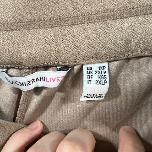 Isaac Mizrahi Live! Petite Crepe Knit Straight Leg Pant Cool Khaki, Petite 1X - Picture 3 of 8